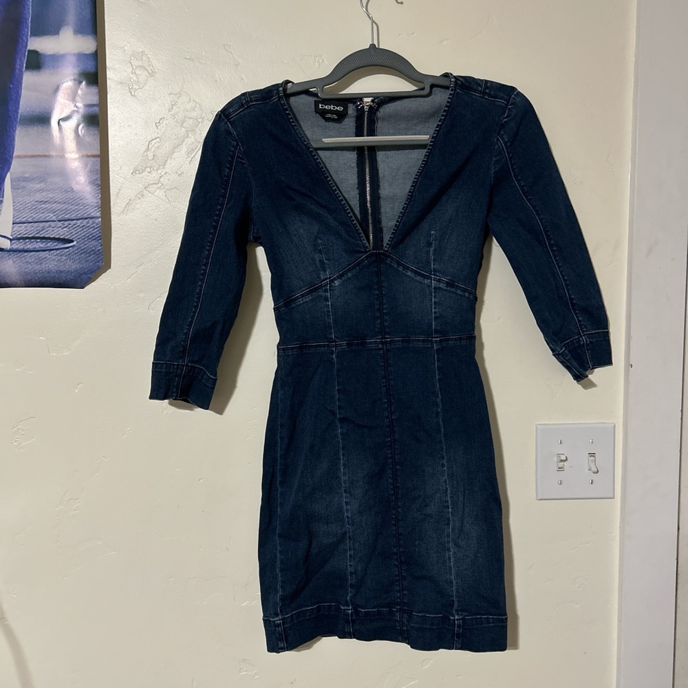 bebe Navy Long Sleeve Dress